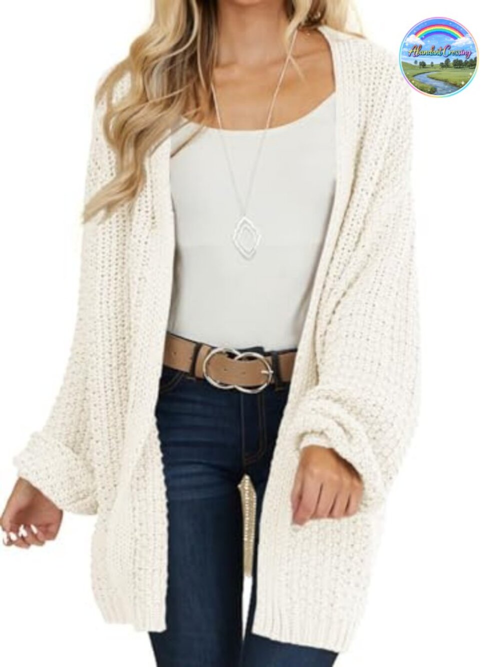 Oversized Long Cardigan Open Front Knit Sweater Batwing Sleeve